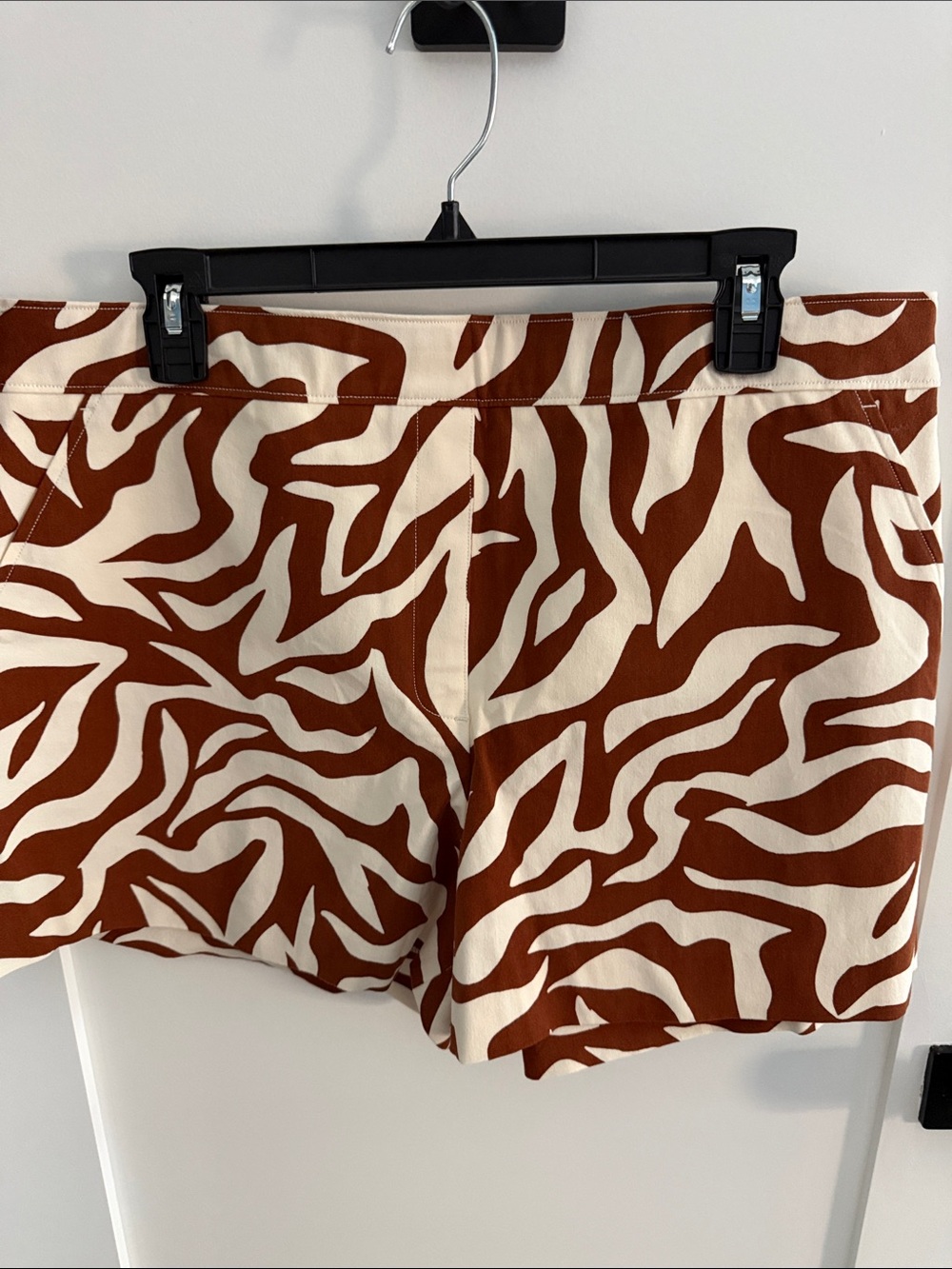 SPANX Brown and Cream Zebra Print Shorts